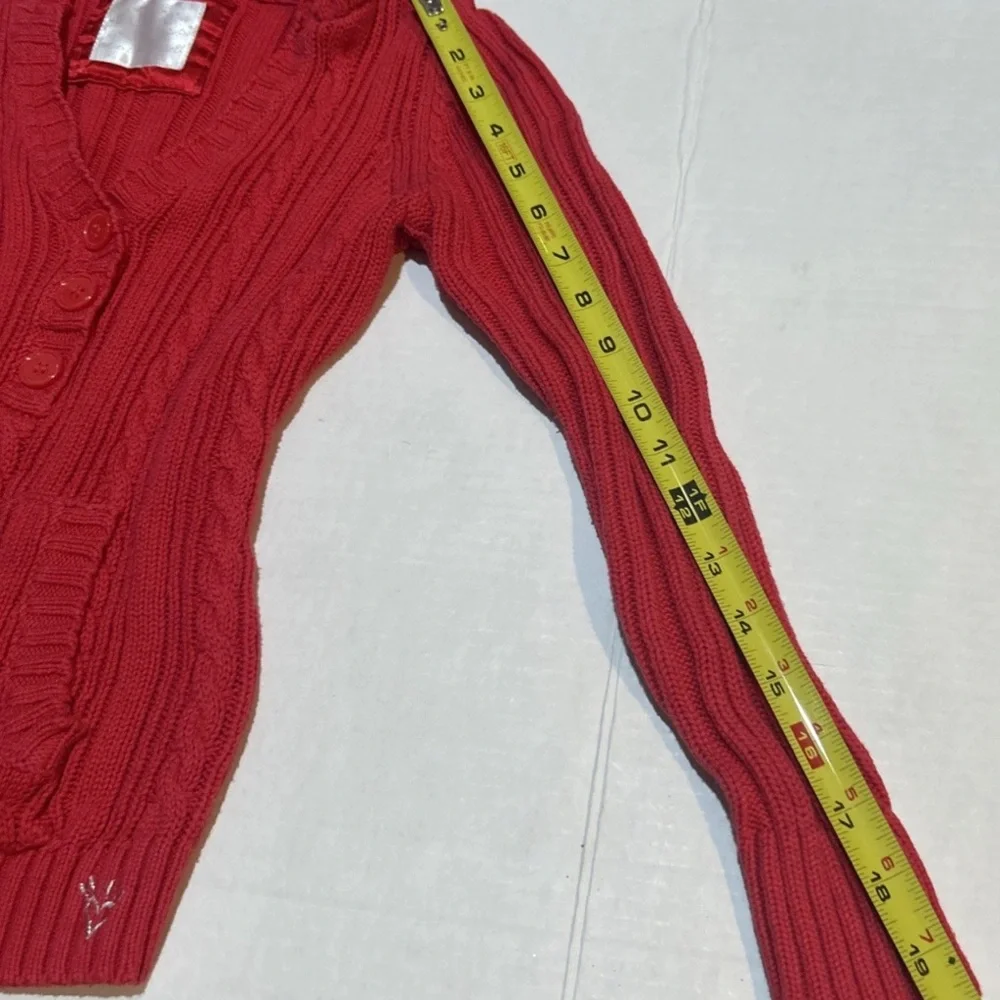 Justice Girls Y2K Red Cable Knit Hooded Sweater Cardigan Size 10‎ Cozy 2010